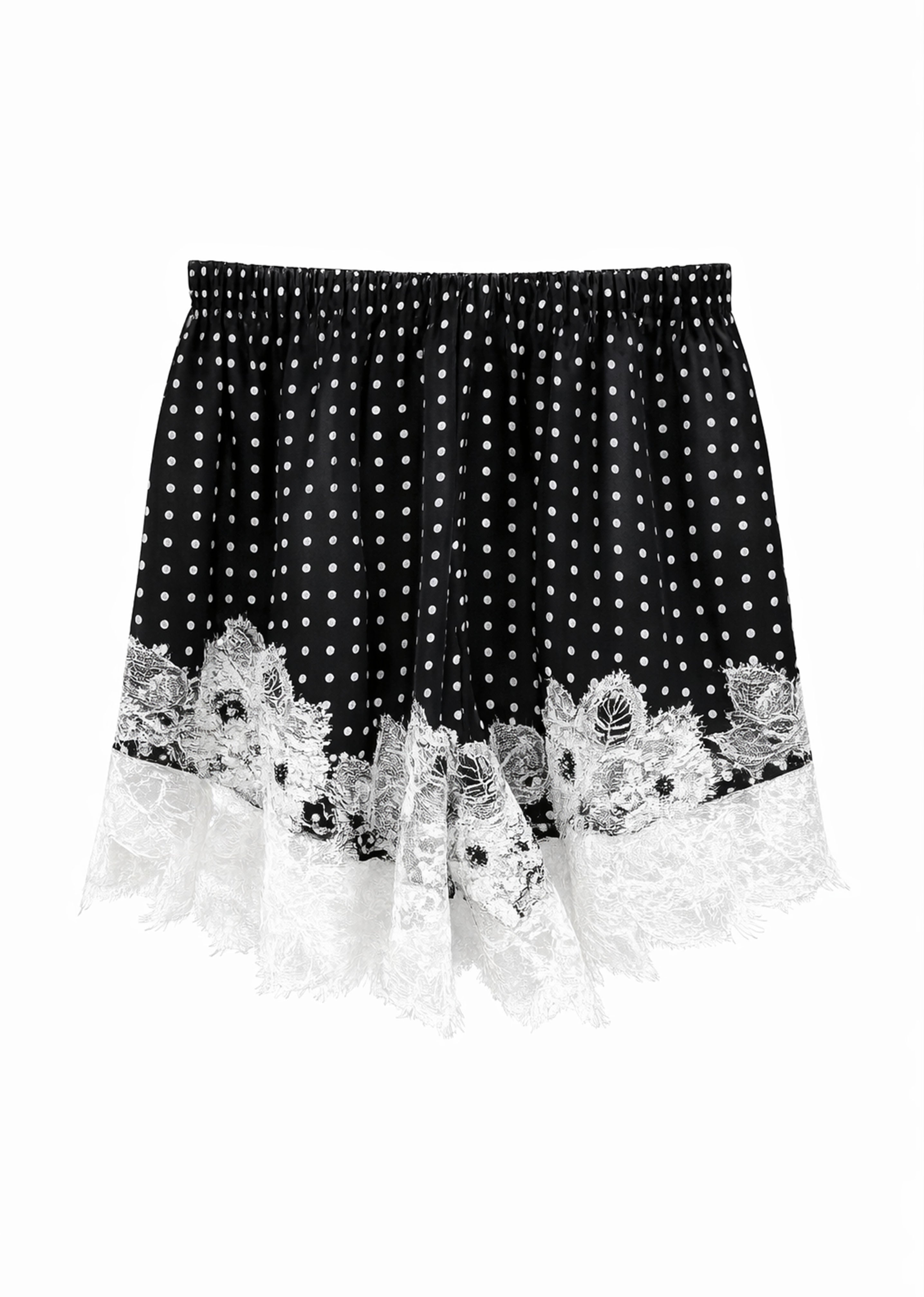 LAPÉROUSE SHORT
Black Polka Dot Silk with Lace