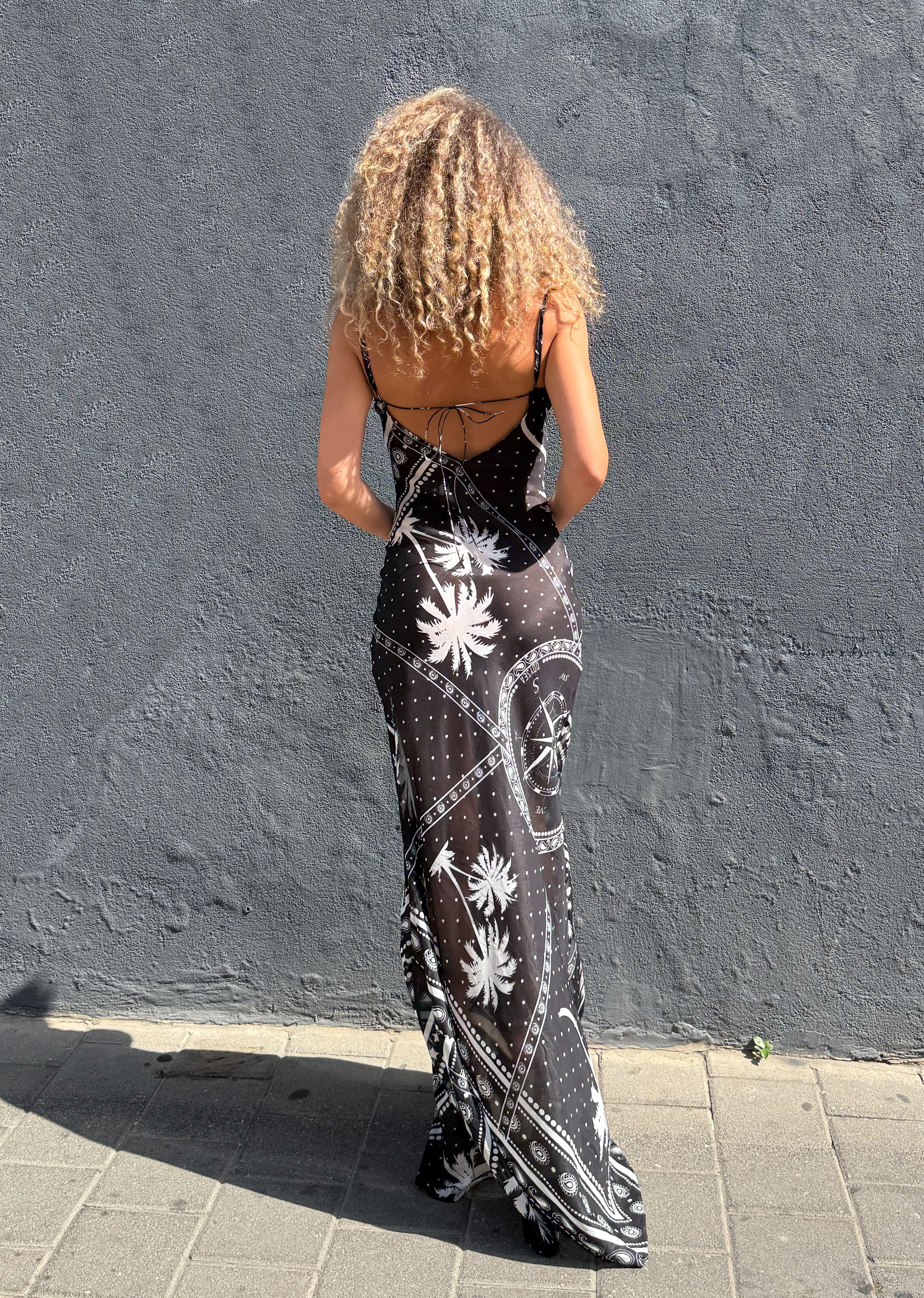 Eden Rock Dress - Black Palms Bandana