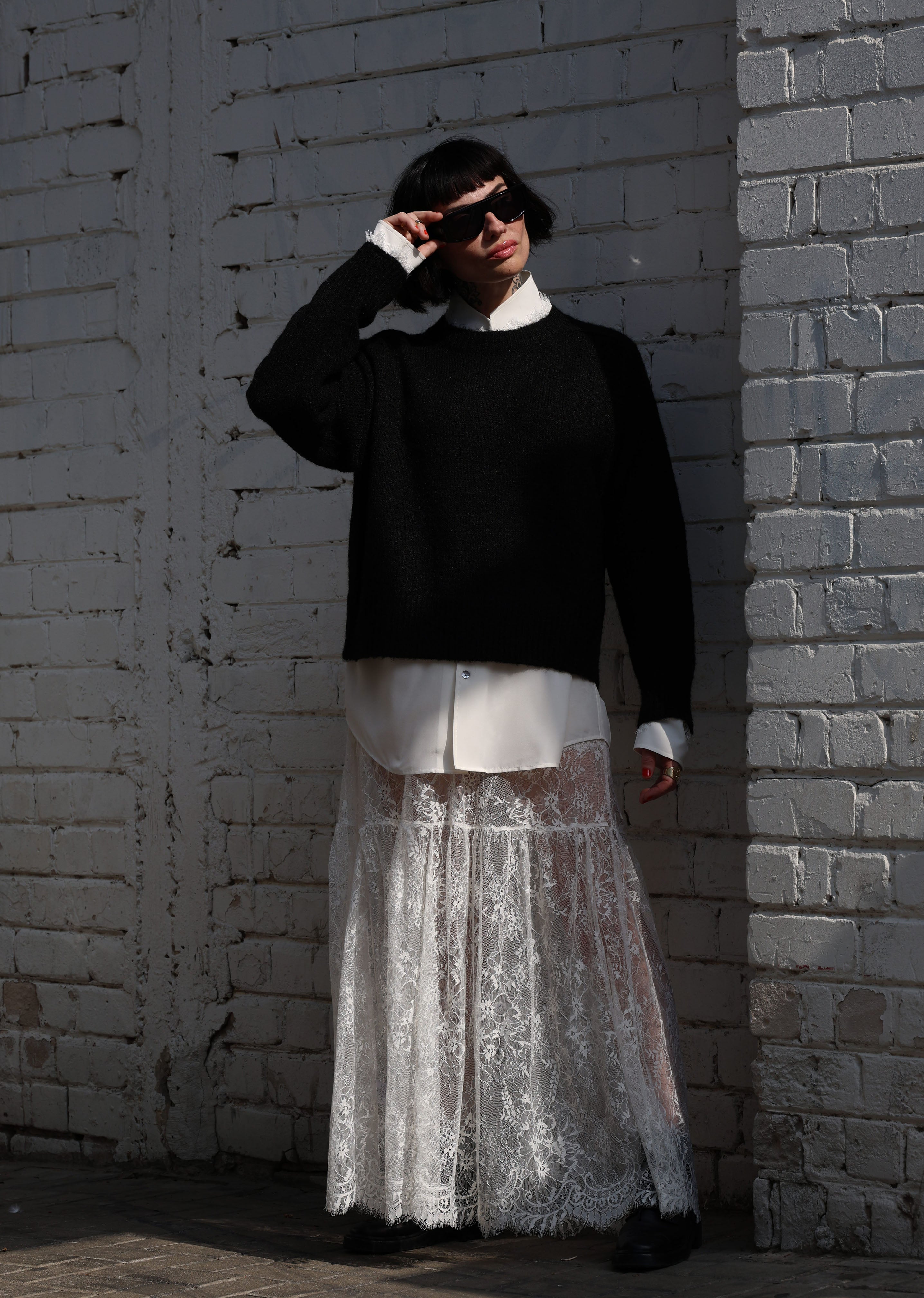 Shellona Lace Skirt – White