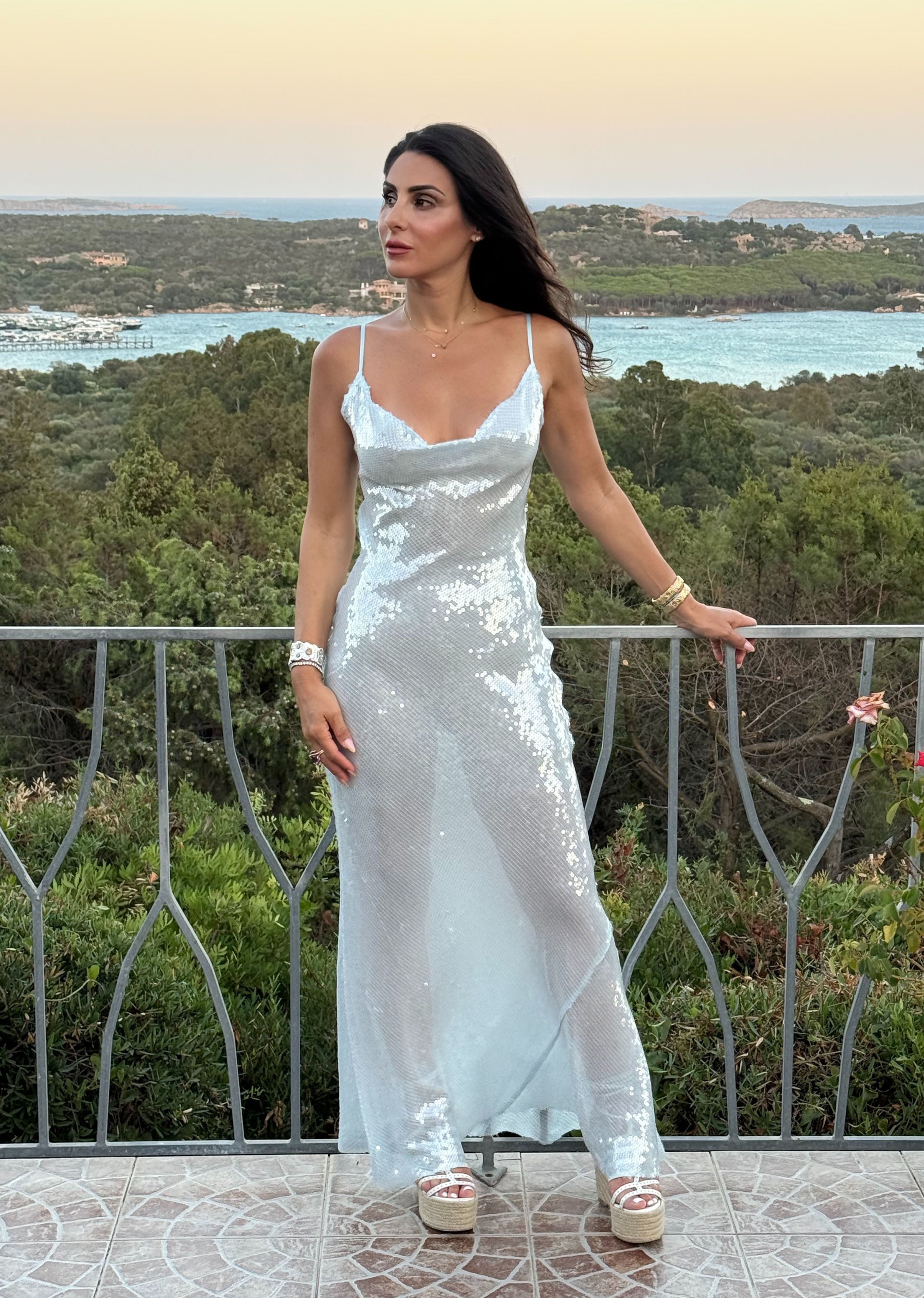 Eden Roc Dress - Light Blue Shimmer