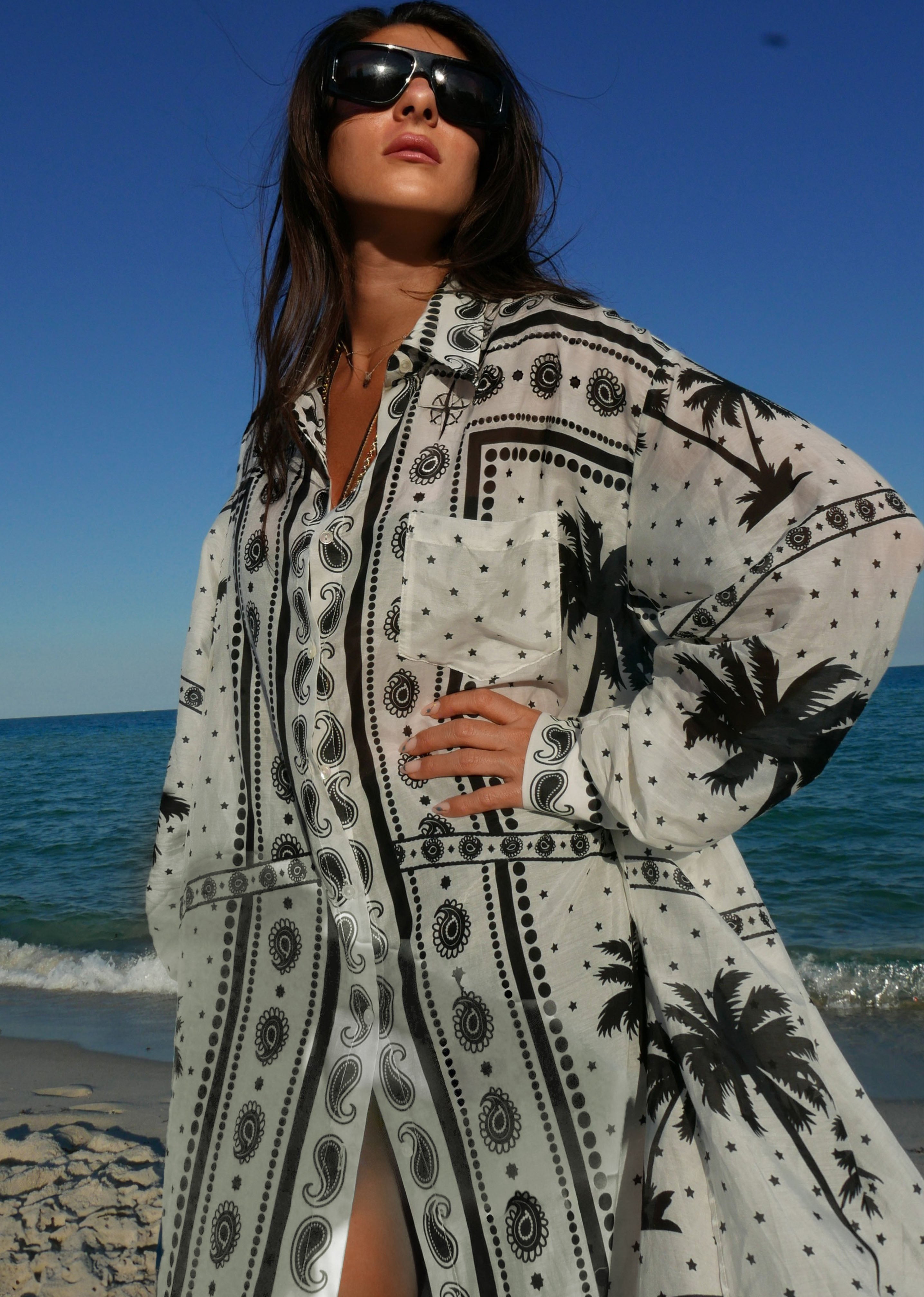 Gouverneur Maxi Shirt - Palms in the Light